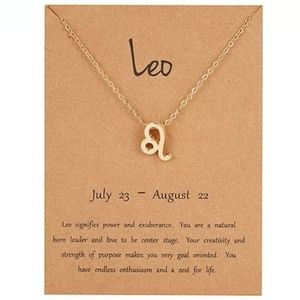 Leo Zodiac Gold Tone Chain Link Necklace